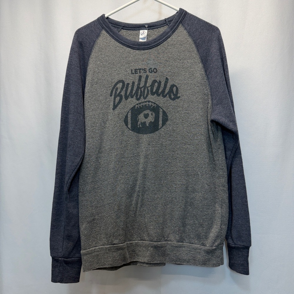 Let's Go Buffalo Football Alternative Sweatshirt Women Large Gray Crewneck Bills